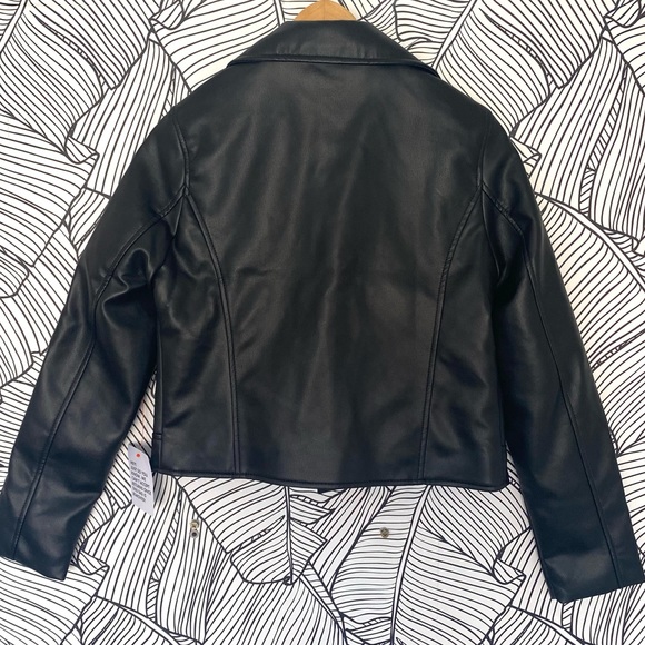 ASOS Black Faux Leather Biker Jacket Size UK 8 - Picture 2 of 4